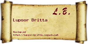 Lupsor Britta névjegykártya